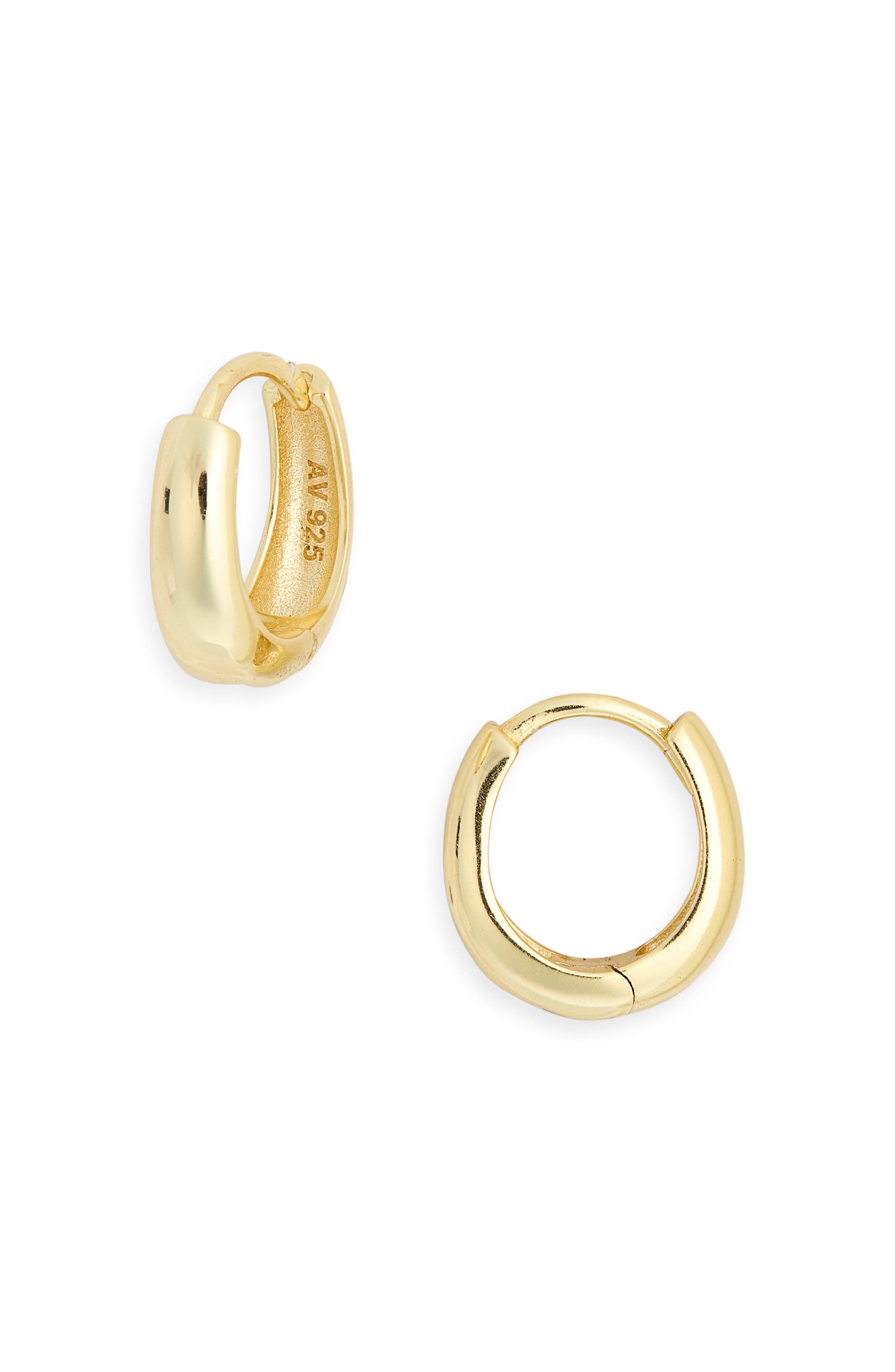 ARGENTO VIVO 18K Gold Plated Sterling Silver Huggie Hoop Earrings
