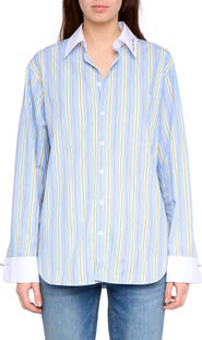 Zadig & Voltaire Morning Stripe Cotton Poplin Button-Up Shirt