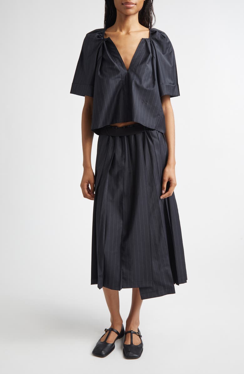 NACKIYÈ Grand Bazaar Pinstripe Crop Stretch Wool Blend Top, Alternate, color, Charcoal Pinstripe