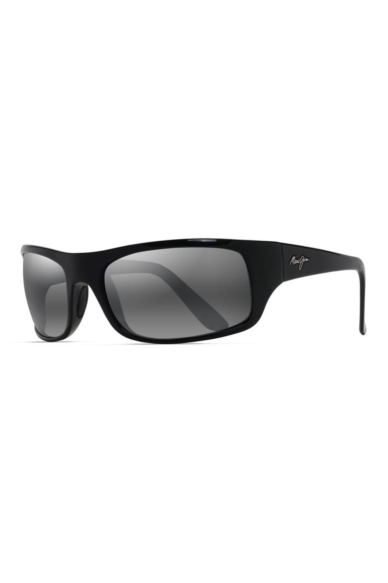 Peahi 65mm Polarized Sport Sunglasses, Alternate, color, GLOSS BLACK / NEUTRAL GREY