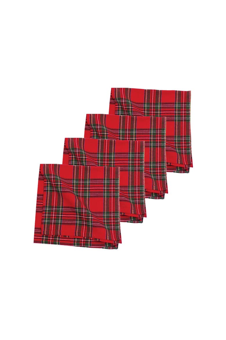 Arlington Plaid Napkin Set of 4, Main, color, Red