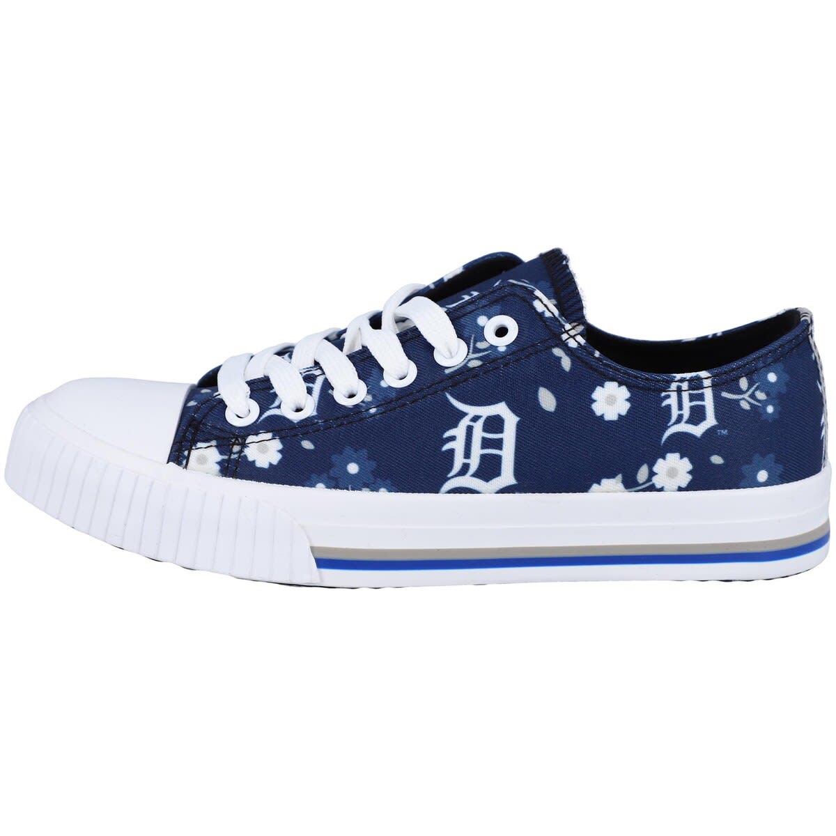 FOCO Women's FOCO Navy Detroit Tigers Flower Canvas Allover Shoes, Main, color, 