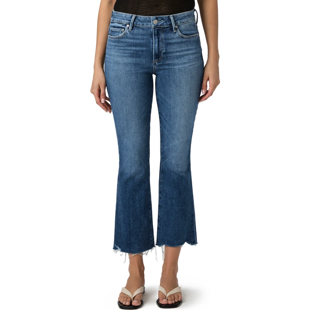 PAIGE PAIGE COLETTE RAW HEM HIGH WAIST CROP FLARE JEANS