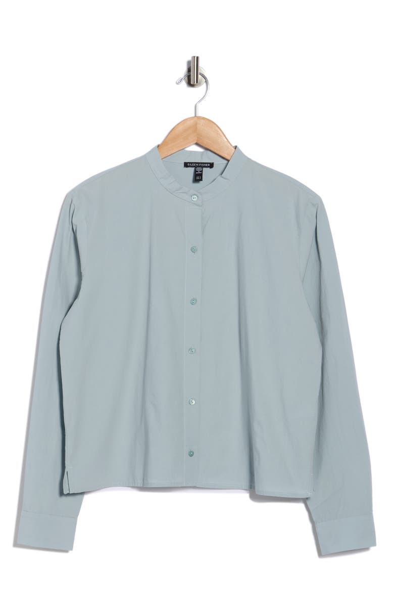 Eileen Fisher Mandarin Collar Button Up Shirt, Main, color, Frost