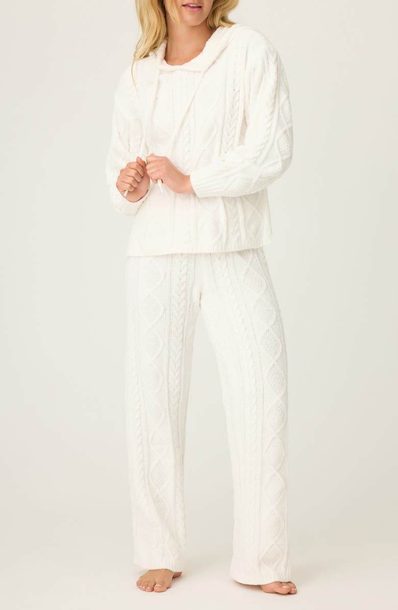 PJ Salvage Cozy Chenille Cable Knit Pajamas, Main, color, Ivory