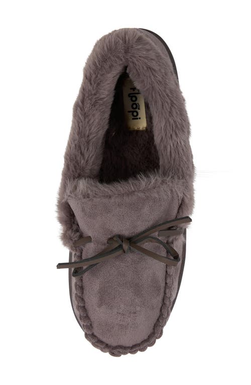 Floopi Faux Suede & Faux Fur Lined Slipper In Gray