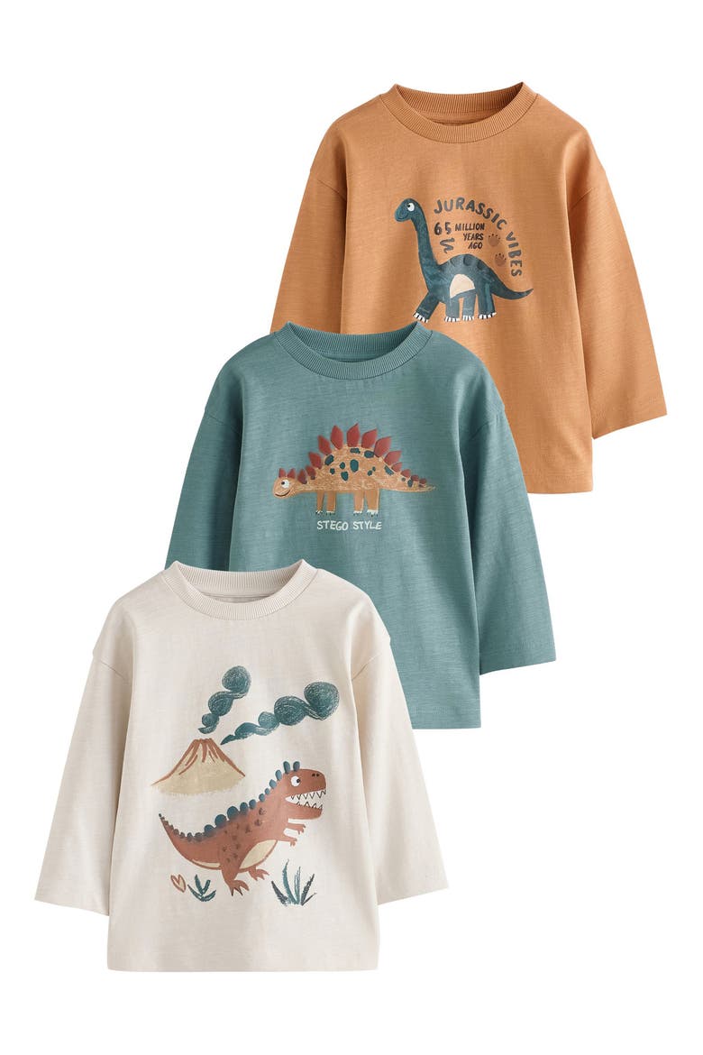 Kids' 3-Pack Dino Assorted T-Shirts, Main, color, BROWN