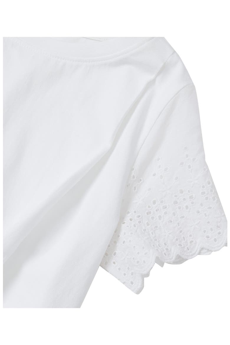 Girls Flutter Eyelet Sleeve Top, Alternate, color, White