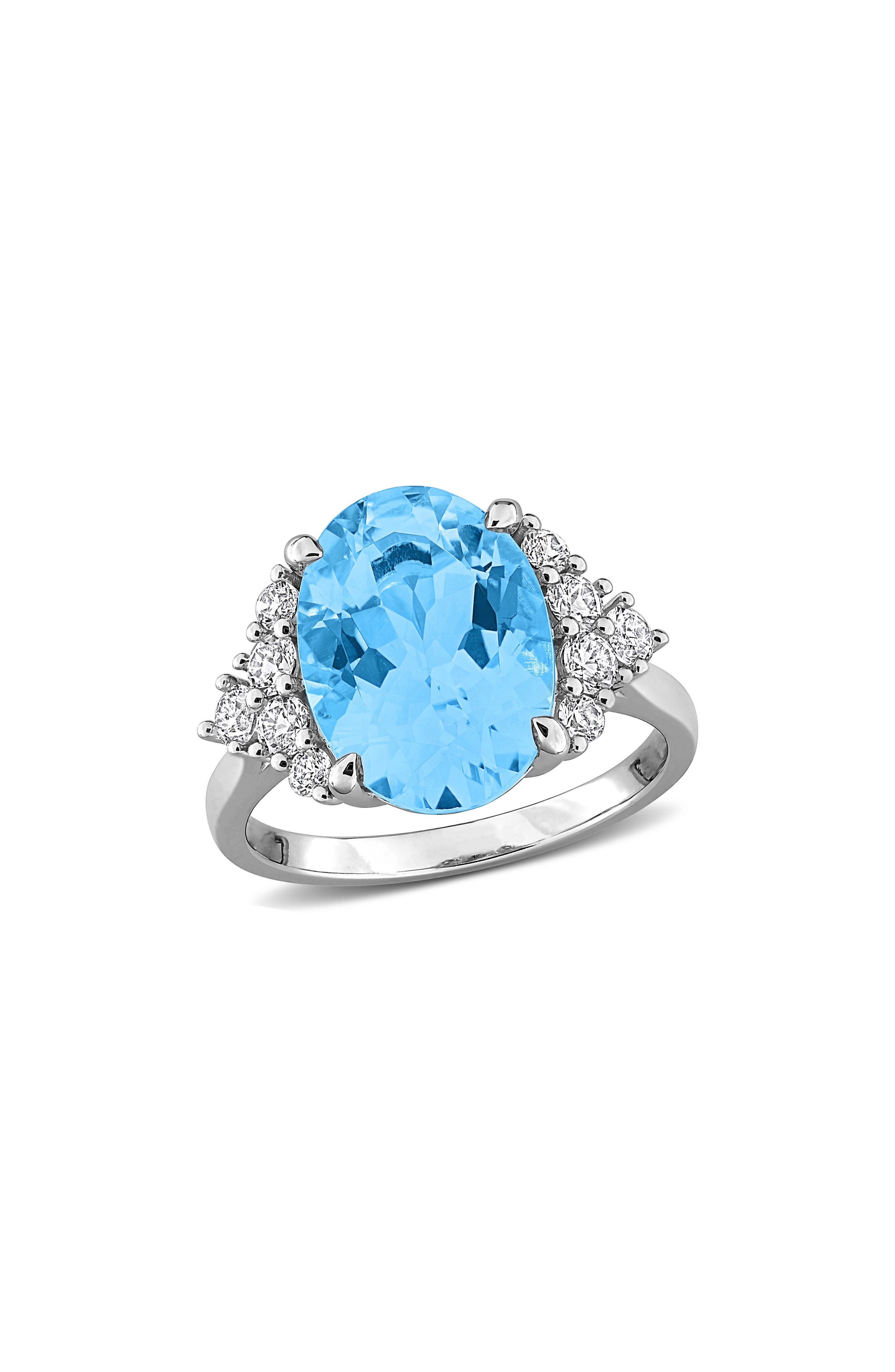 Sky Blue Topaz & Lab Created Sapphire Ring
