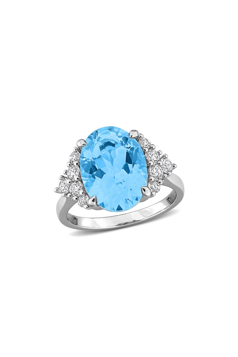 Sky Blue Topaz & Lab Created Sapphire Ring, Main, color, BLUE