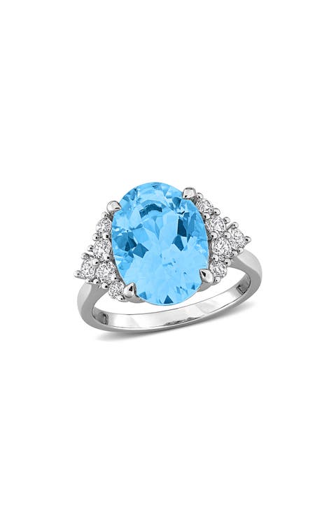 Sky Blue Topaz & Lab Created Sapphire Ring