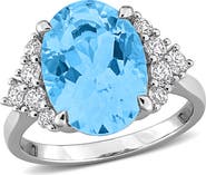 DELMAR Sky Blue Topaz & Lab Created Sapphire Ring