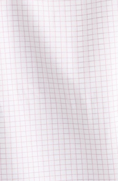 Nordstrom Trim Fit Check Non-iron Cotton Dress Shirt In White