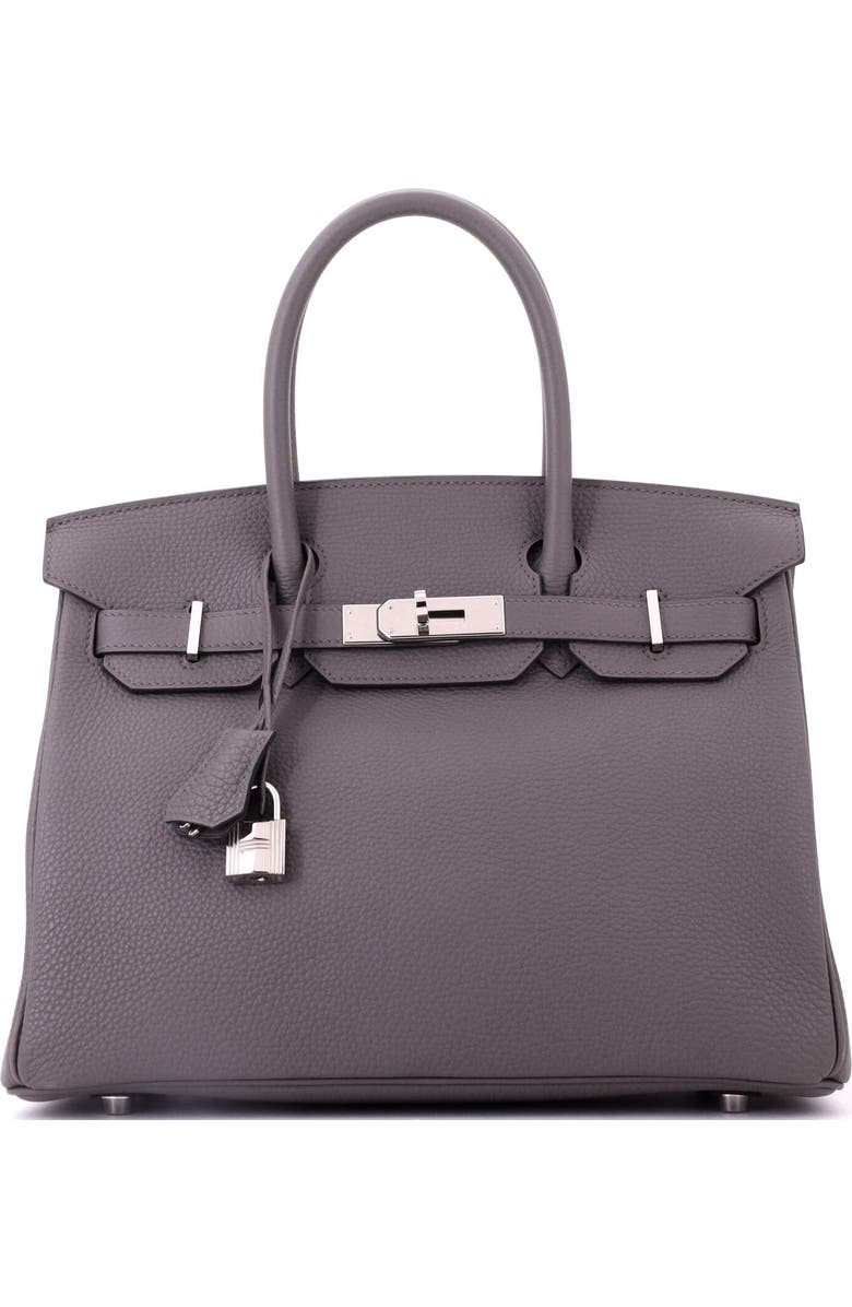 Pre-Owned Hermes Birkin Handbag Grey Togo with Palladium Hardware 30, Main, color, Etain