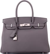 Pre-Owned Hermes Birkin Handbag Grey Togo with Palladium Hardware 30