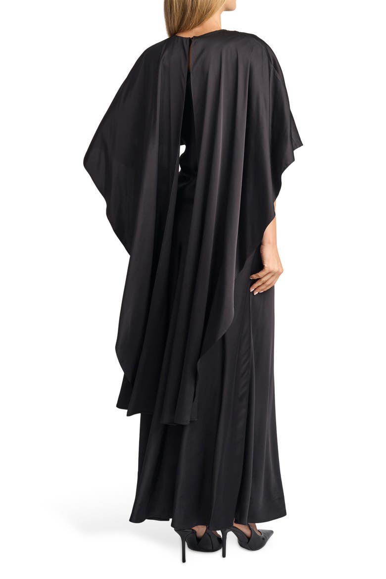 Marigold Cape Dress, Alternate, color, BLACK ONYX