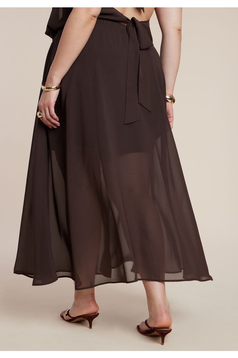 Semi Sheer Chiffon Circle Skirt, Alternate, color, CHICORY COFFEE