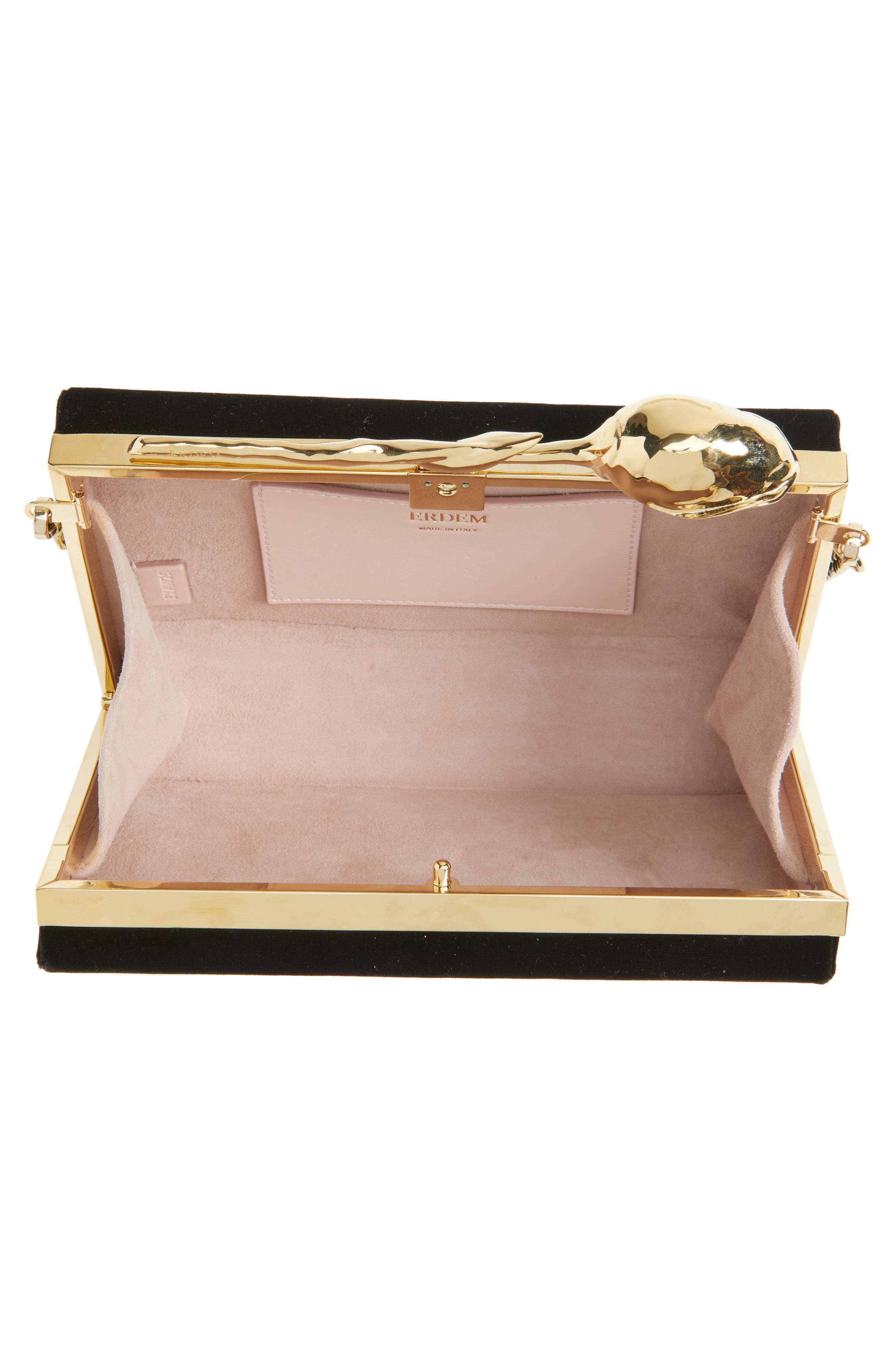 Erdem Bloom Velvet Clutch, Alternate, color, Black