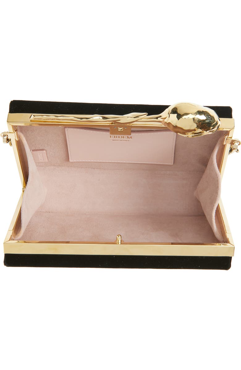 Erdem Bloom Velvet Clutch, Alternate, color, Black