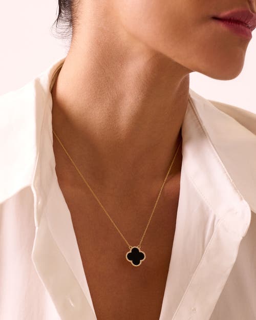 Electric Picks Icon Black Clover Necklace In Gold