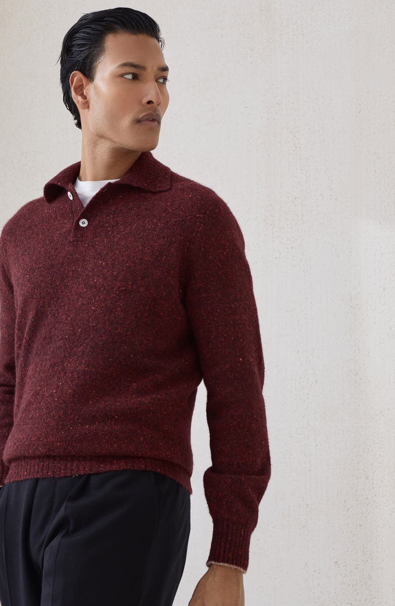 Brunello Cucinelli Flecked polo shirt, Alternate, color, Amaranth