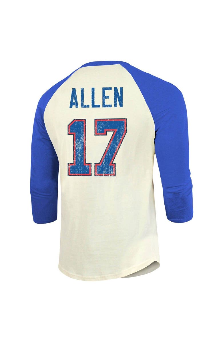 Majestic Threads Men's Majestic Threads Josh Allen Cream/Royal Buffalo Bills Vintage Player Name & Number 3/4-Sleeve Fitted T-Shirt, Alternate, color, 