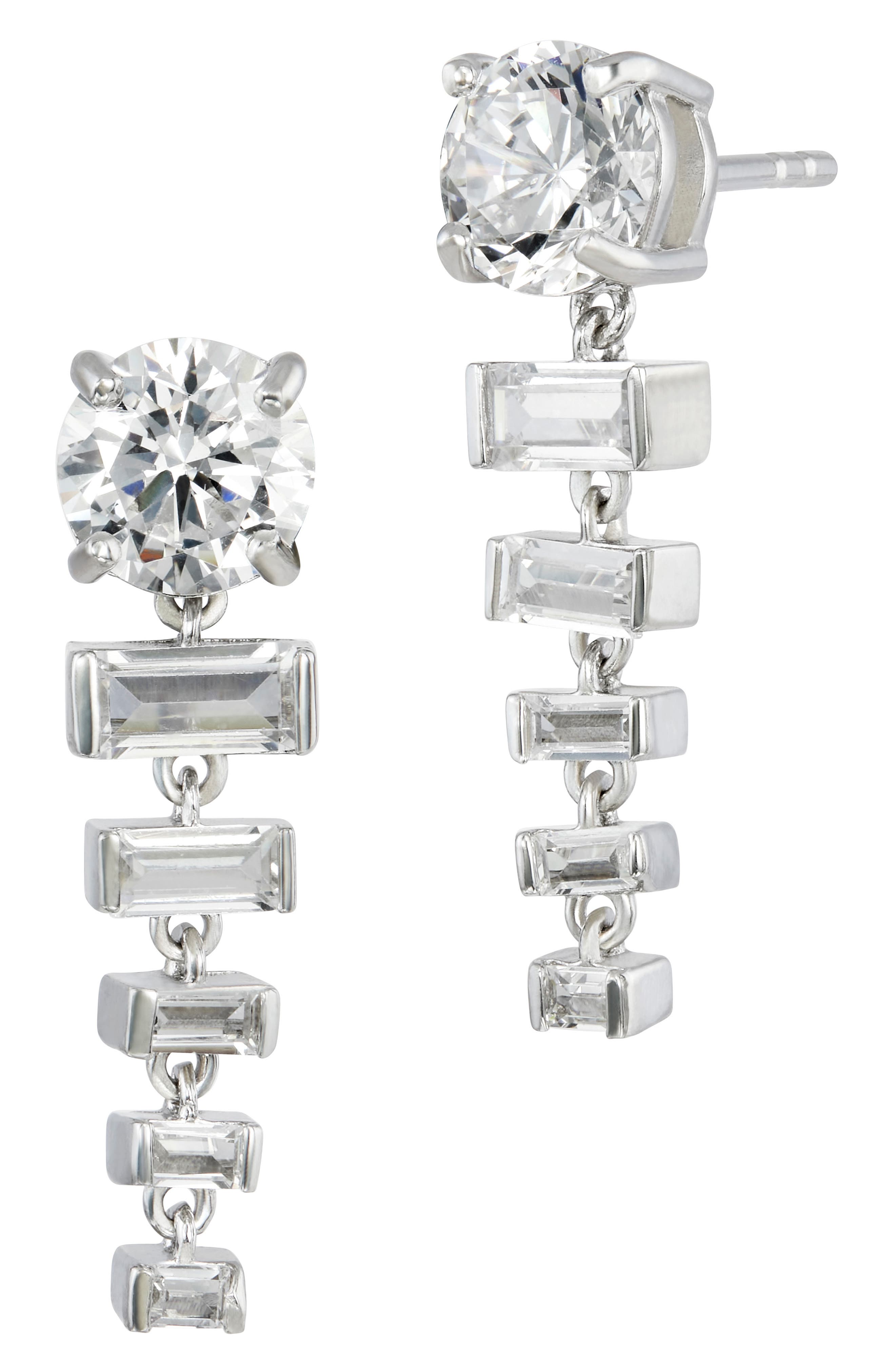 SAVVY CIE JEWELS Graduated Cubic Zirconia Drop Earrings