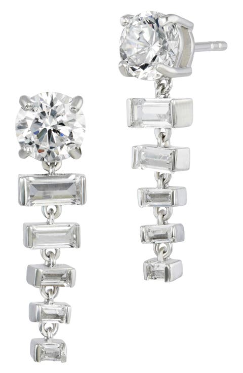 Graduated Cubic Zirconia Drop Earrings