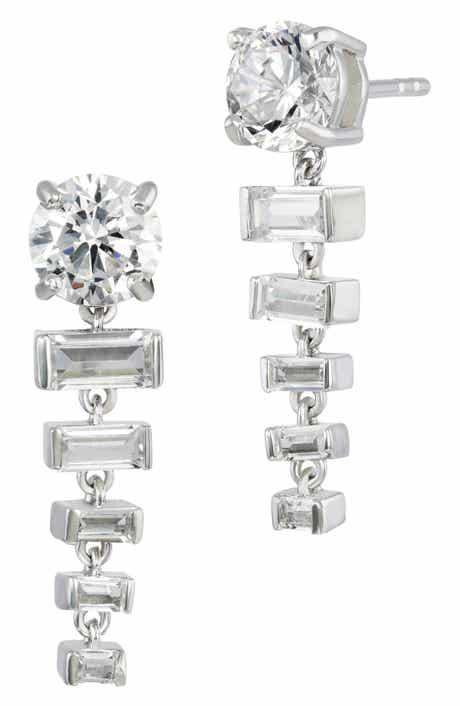 SAVVY CIE JEWELS Graduated Cubic Zirconia Drop Earrings
