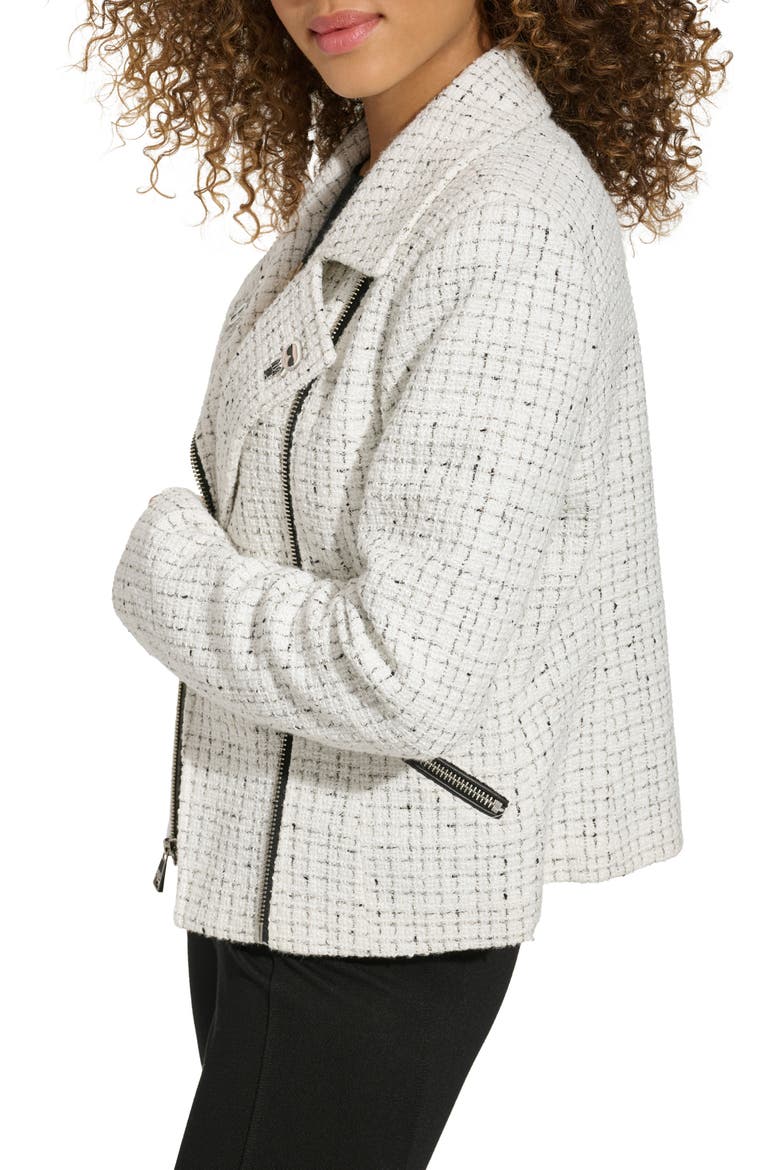 Pin Detail Tweed Moto Jacket, Alternate, color, WHITE MULTI