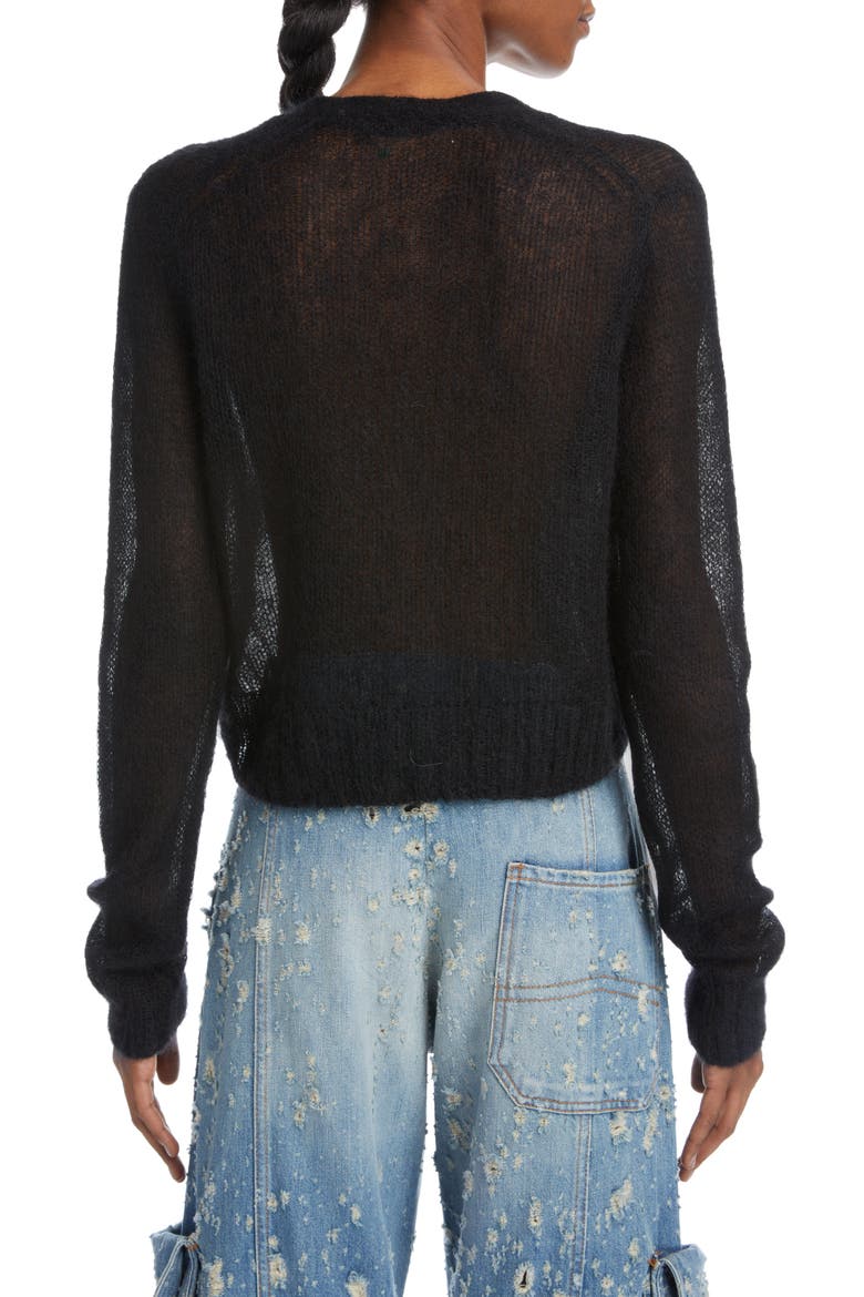 Kodilia Crop Mohair Blend Cardigan, Alternate, color, BLACK