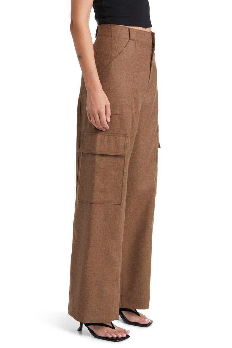 x EmRata Amia Wide Leg Wool Cargo Pants, Alternate, color, UMBER