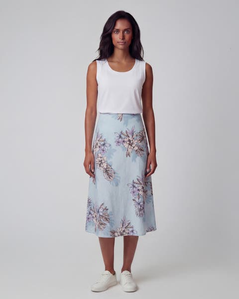 Exotic Floral Womens Midi Skirt