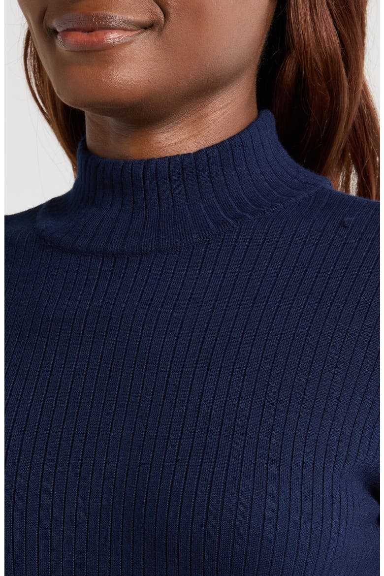 Short Sleeve Mock Neck Rib Sweater, Alternate, color, CLASSIC NAVY
