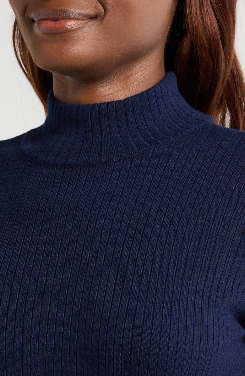 Halogen<sup>®</sup> Short Sleeve Mock Neck Rib Sweater, Alternate, color, Classic Navy