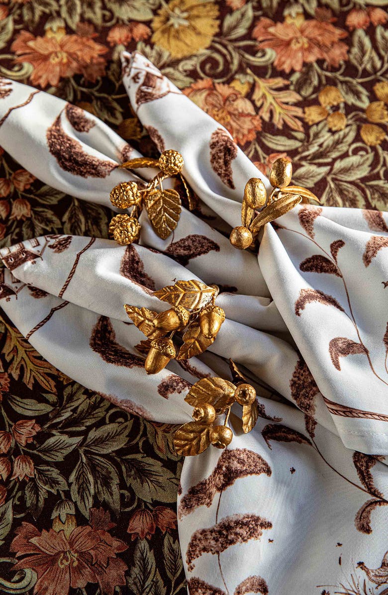 Juliska Forest Walk Leaf Set of 4 Napkin Rings, Alternate, color, Gold