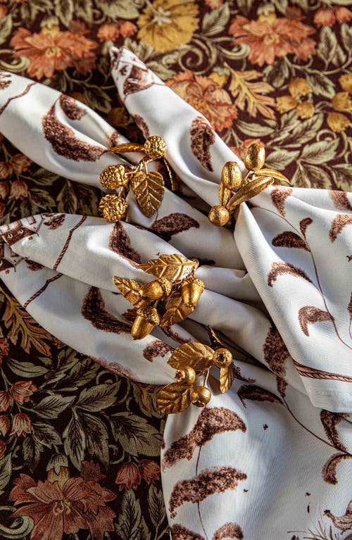 Juliska Forest Walk Leaf Set Of 4 Napkin Rings In Gold