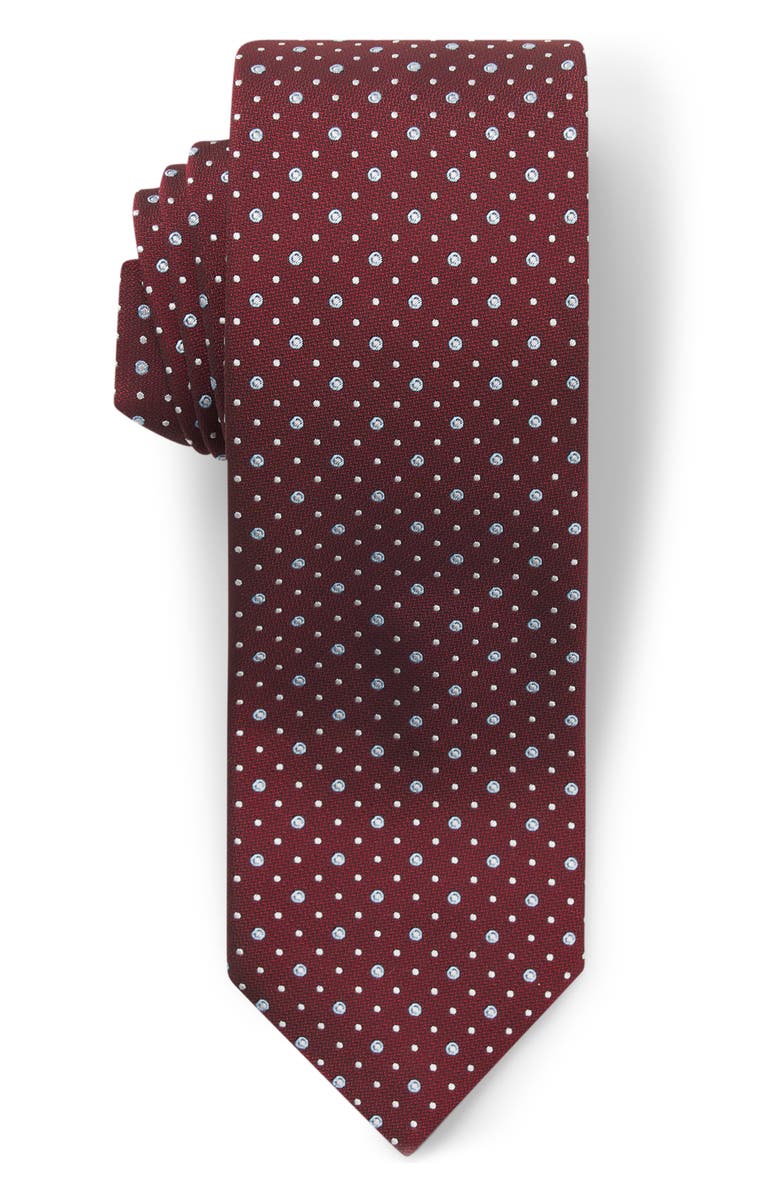 BOSS Medallion Silk Blend Tie, Main, color, Dark Red