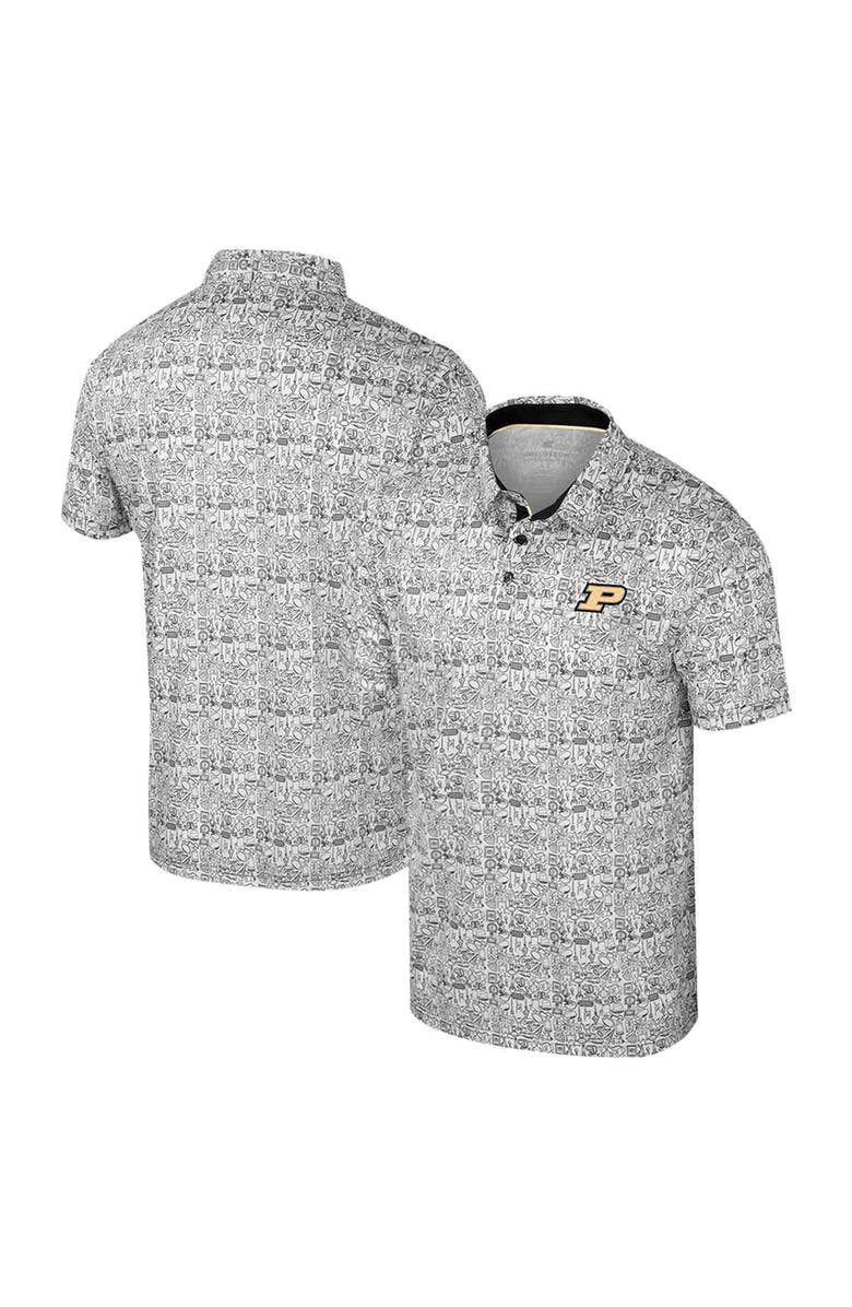 COLOSSEUM Men's Colosseum White Purdue Boilermakers It's Time! Allover Print Polo, Main, color, Black