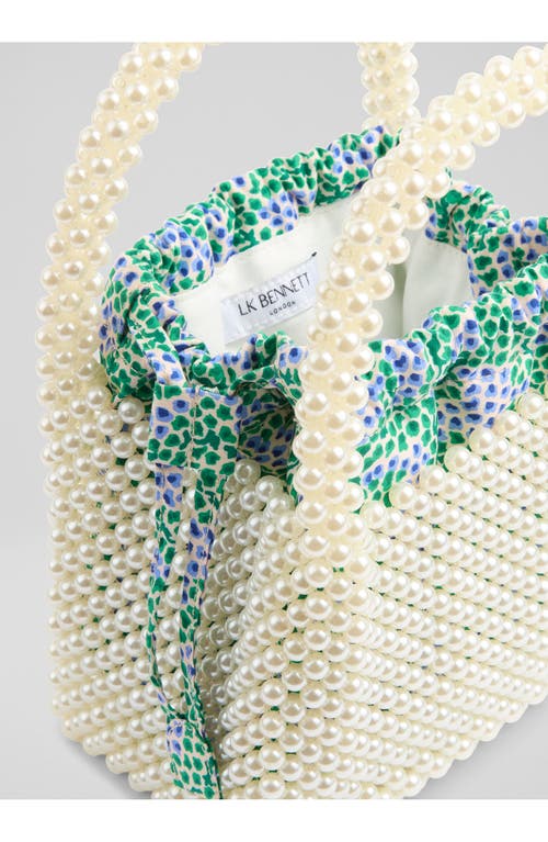 Lk Bennett Mini Faux Pearl Tote In Multi Green