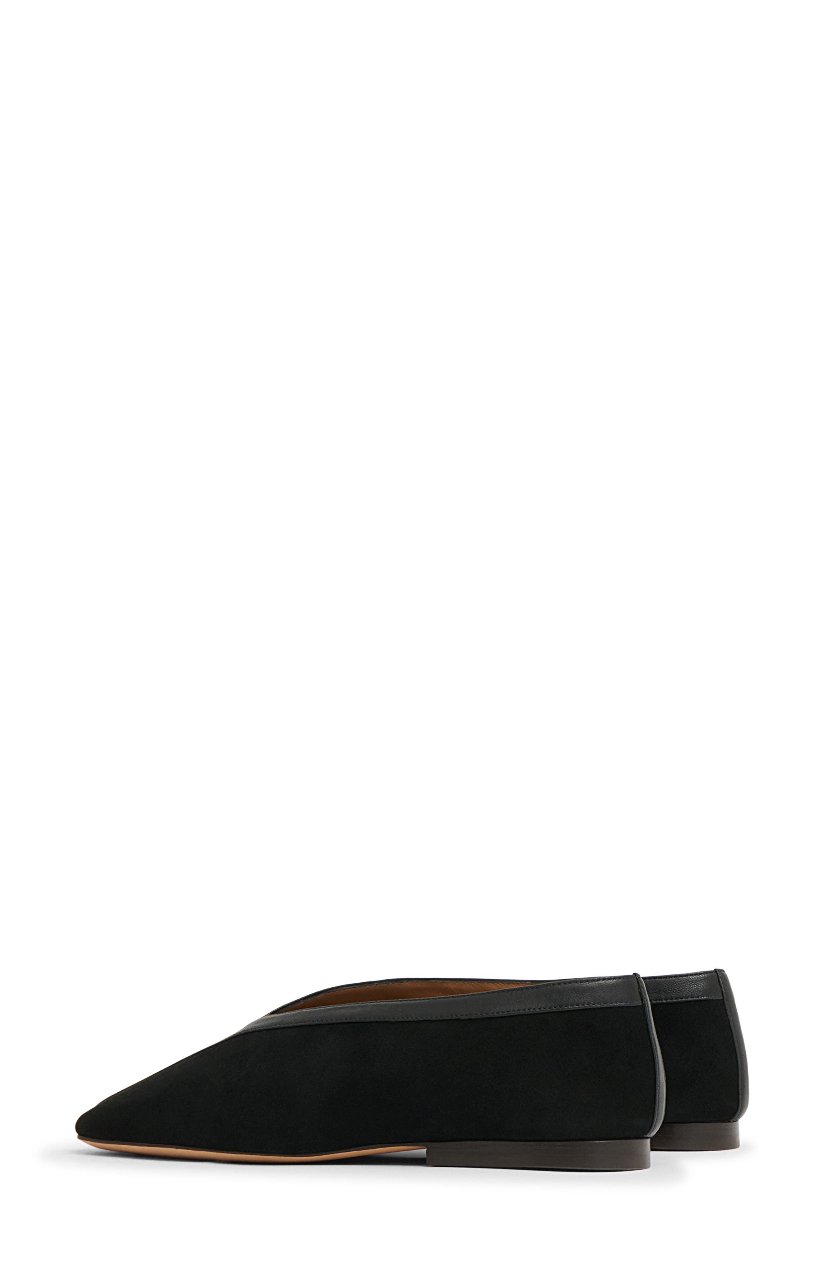 Square Toe Flat, Alternate, color, BLACK/BLACK