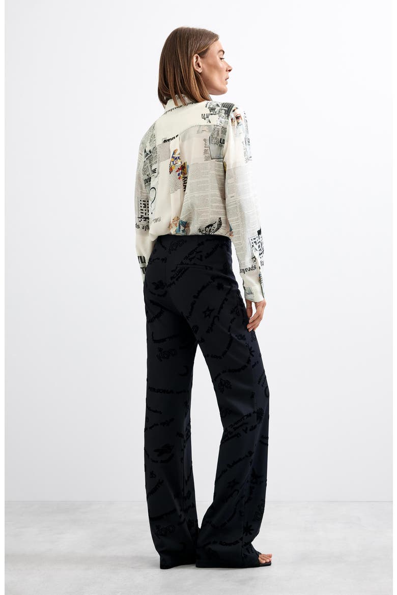 Graphic Print Knit Pants, Alternate, color, BLACK