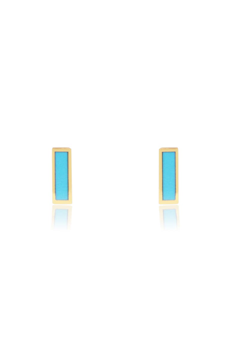 The Lovery Fine Jewelry Turquoise Bar Stud Earrings, Alternate, color, Turquoise