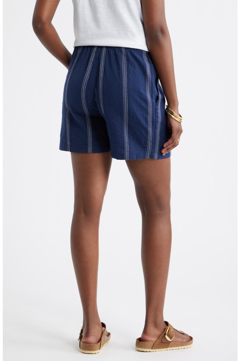 Cotton Blend Dobby Pull-On Shorts, Alternate, color, NAVY- IVORY STRIPE