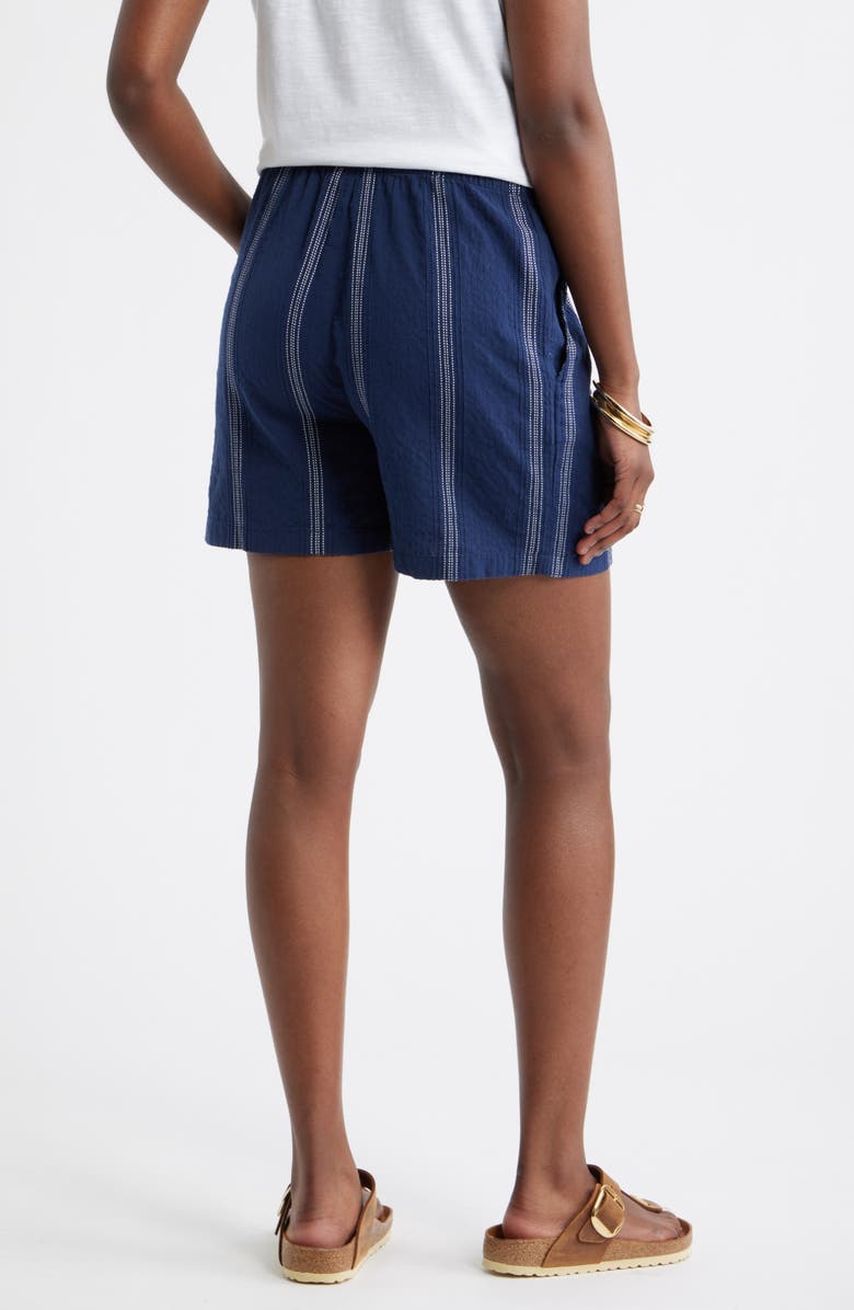 Caslon<sup>®</sup> Cotton Blend Dobby Pull-On Shorts, Alternate, color, Navy- Ivory Stripe