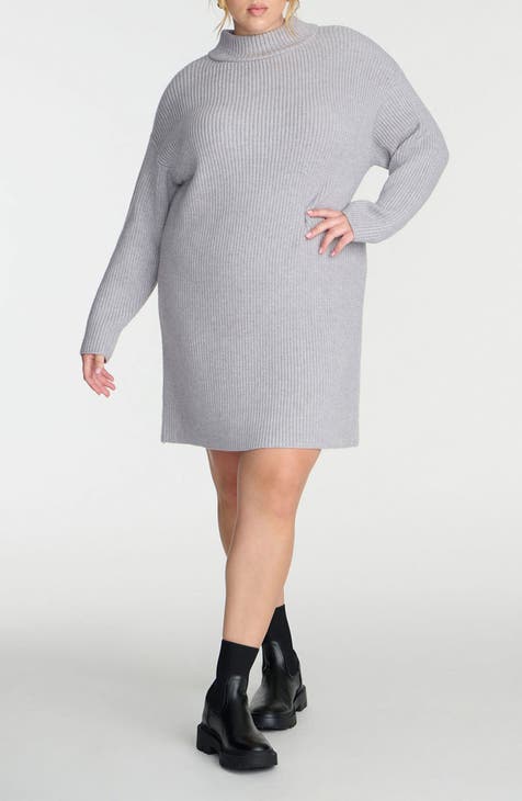 Long sleeve sweater dress plus size hotsell