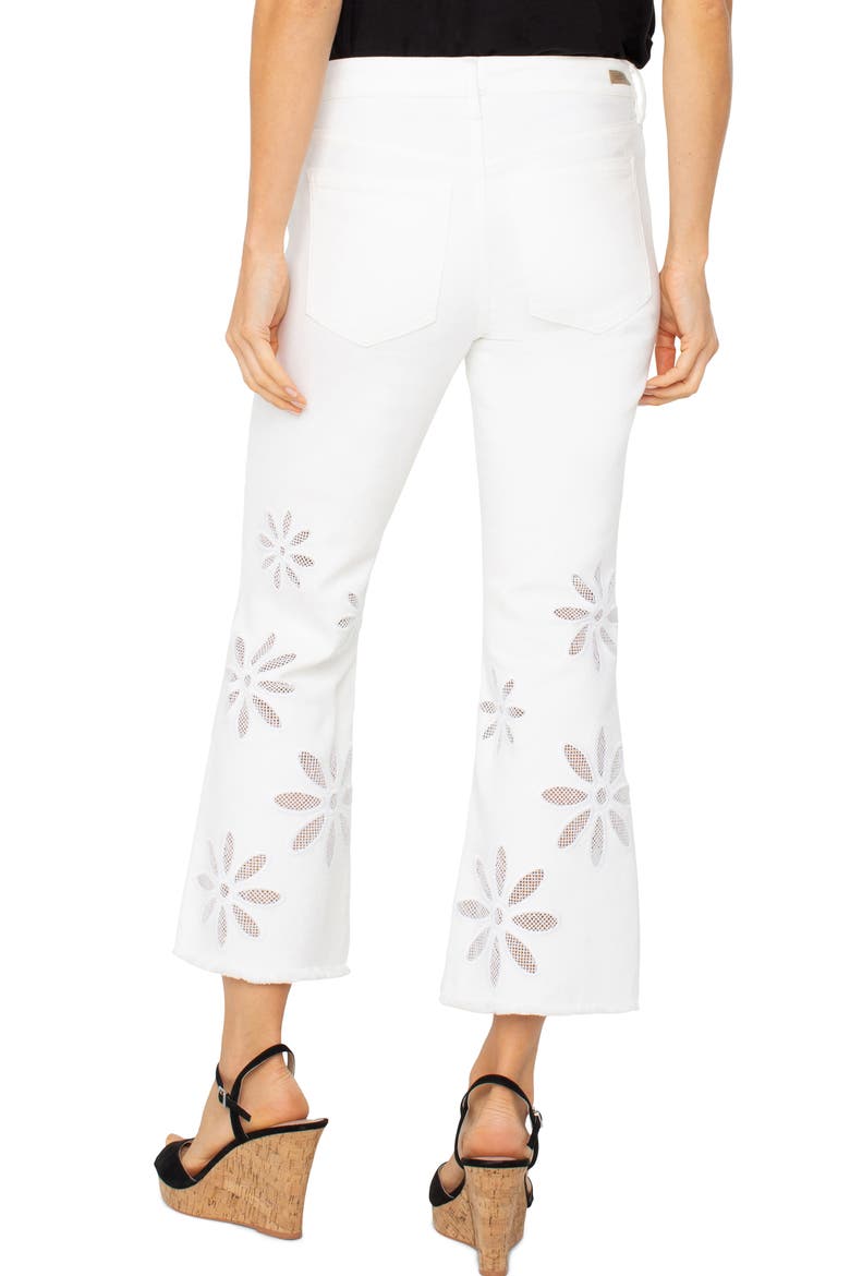 Hannah Floral Frayed Crop Flare Jeans, Alternate, color, WHITE DAISY
