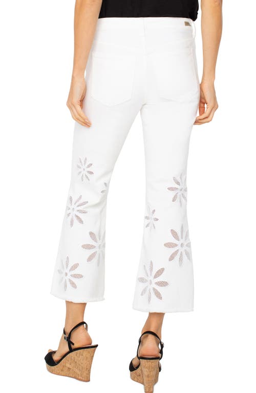 Shop Liverpool Los Angeles Hannah Floral Frayed Crop Flare Jeans In White Daisy