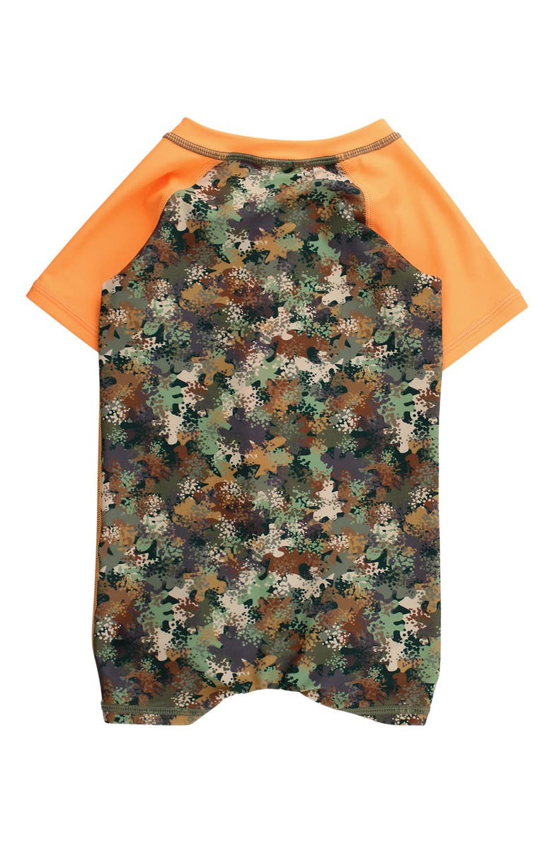 RuggedButts UPF50+ Short Sleeve One Piece Rash Guard Swimsuit, Alternate, color, Classic Camo