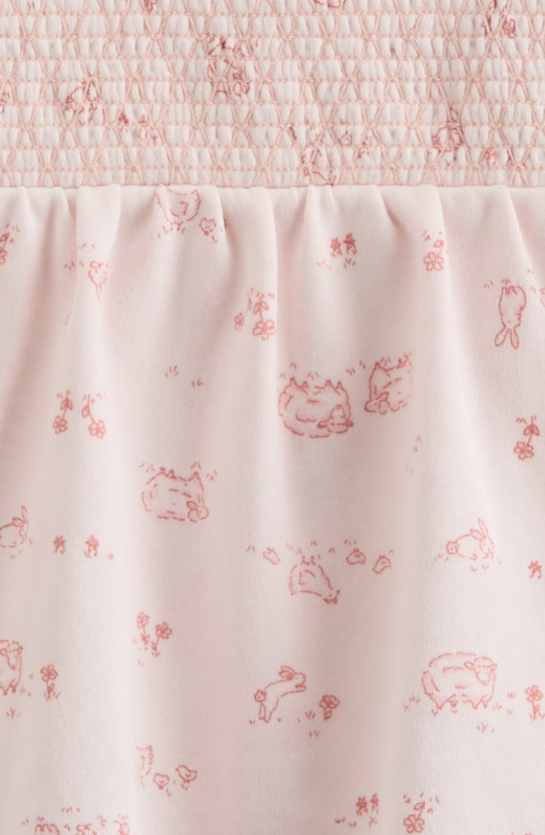 Nordstrom Smocked Waist Skirted Cotton Blend Bodysuit, Alternate, color, Pink Heaven Pasture Toile